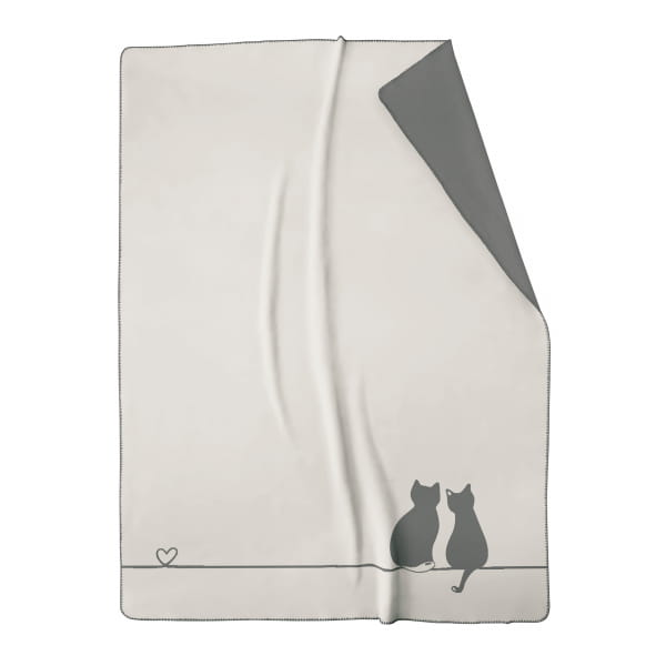 Cawö Wohndecken CUTE CATS EDITION You & Me 62630 - Farbe: stein/anthrazit - günstig online kaufen