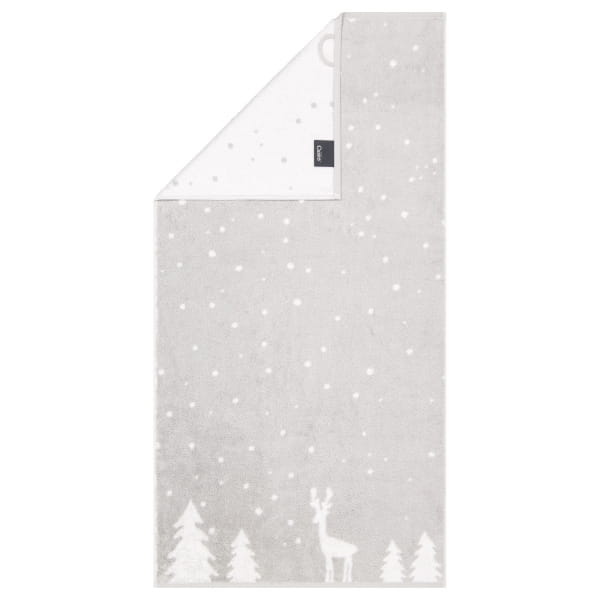 Cawö Handtücher WINTER EDITION Rudi im Schnee 6271 - Farbe: platin/weiß - 76 - Handtuch 50x100 cm