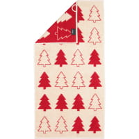 Cawö Handtücher Christmas Edition Tannenbäume 794 - Farbe: natur-rot - 32 - Handtuch 50x100 cm