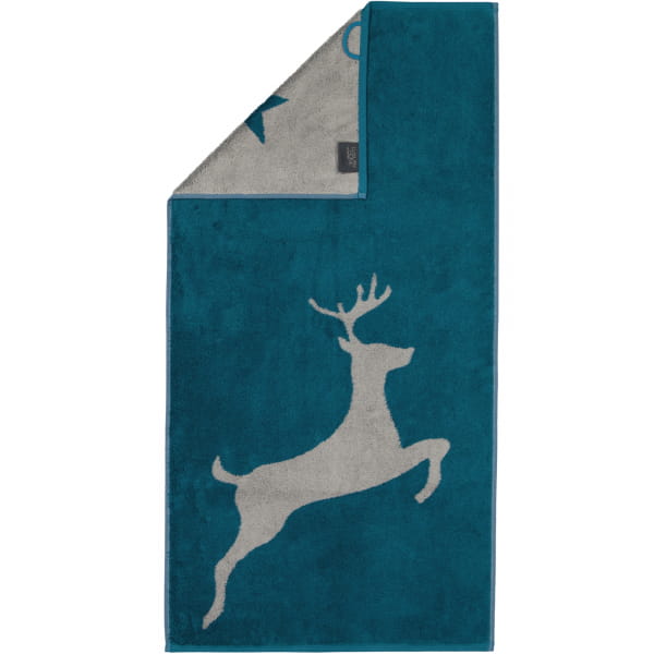 Cawö Christmas Edition Hirsch 929 - Farbe: smaragd - 44 - Handtuch 50x100 cm