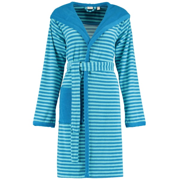 Esprit Damen Bademantel Striped Hoody Kapuze - Farbe: turquoise - 002 - XS