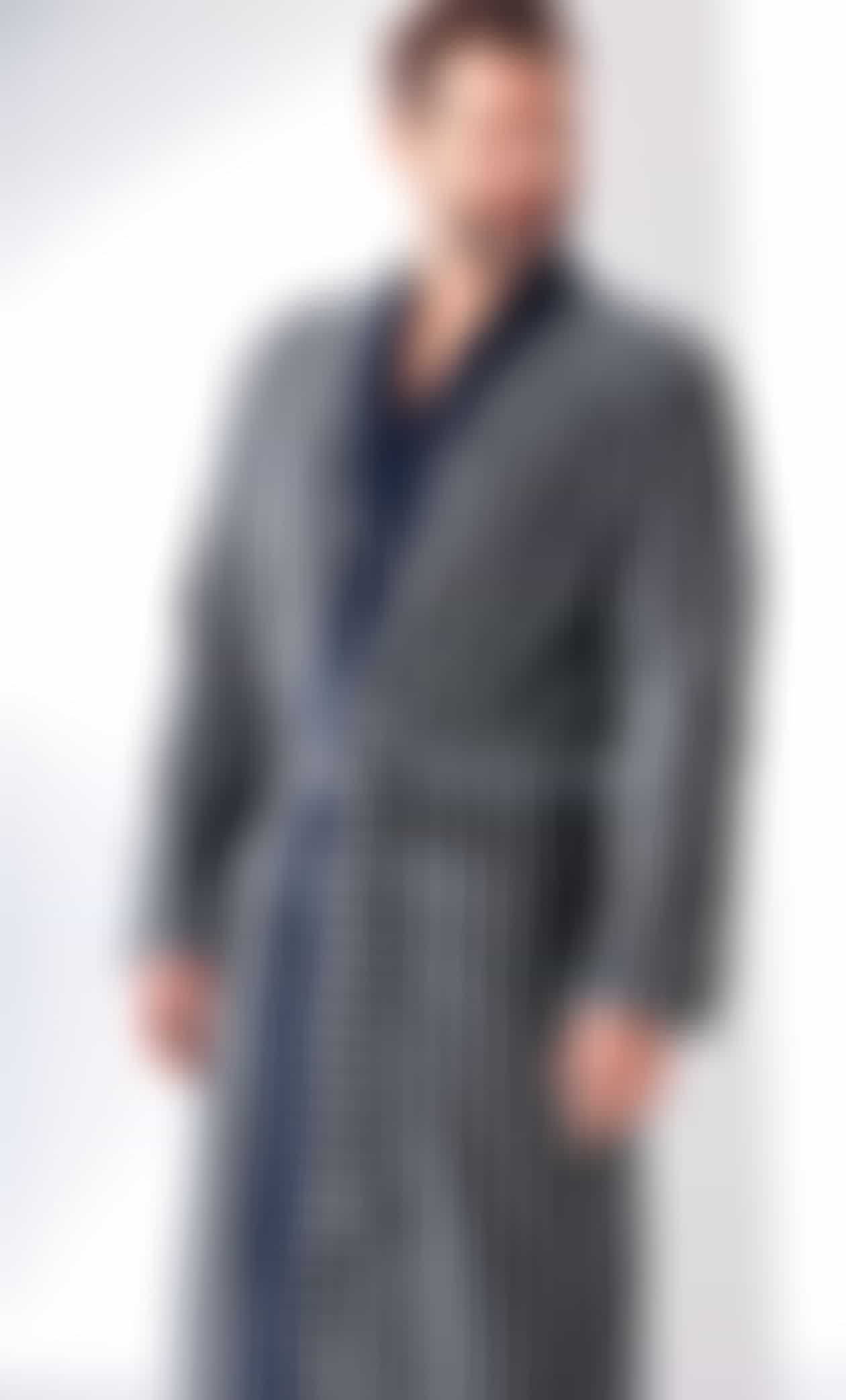 Cawö Herren Bademantel Kimono 3833 - Farbe: blau-graphit - 17 - S Detailbild 2