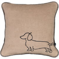 Cawö Kissenhüllen WE LOVE DOGS Companion 62480 - Farbe: schwarz/beige - 93 - 50x50 cm