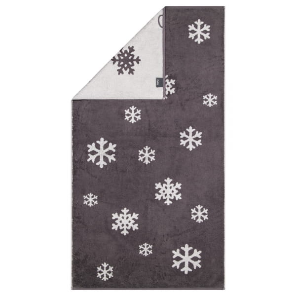Cawö Handtücher WINTER EDITION Schneekristalle 6270 - Farbe: basalt/platin - 77 - Duschtuch 70x140 c