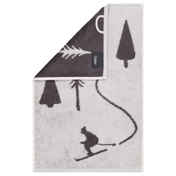Cawö Handtücher WINTER EDITION Skifahrer 6272 - Farbe: platin/basalt - 70 - Gästetuch 30x50 cm