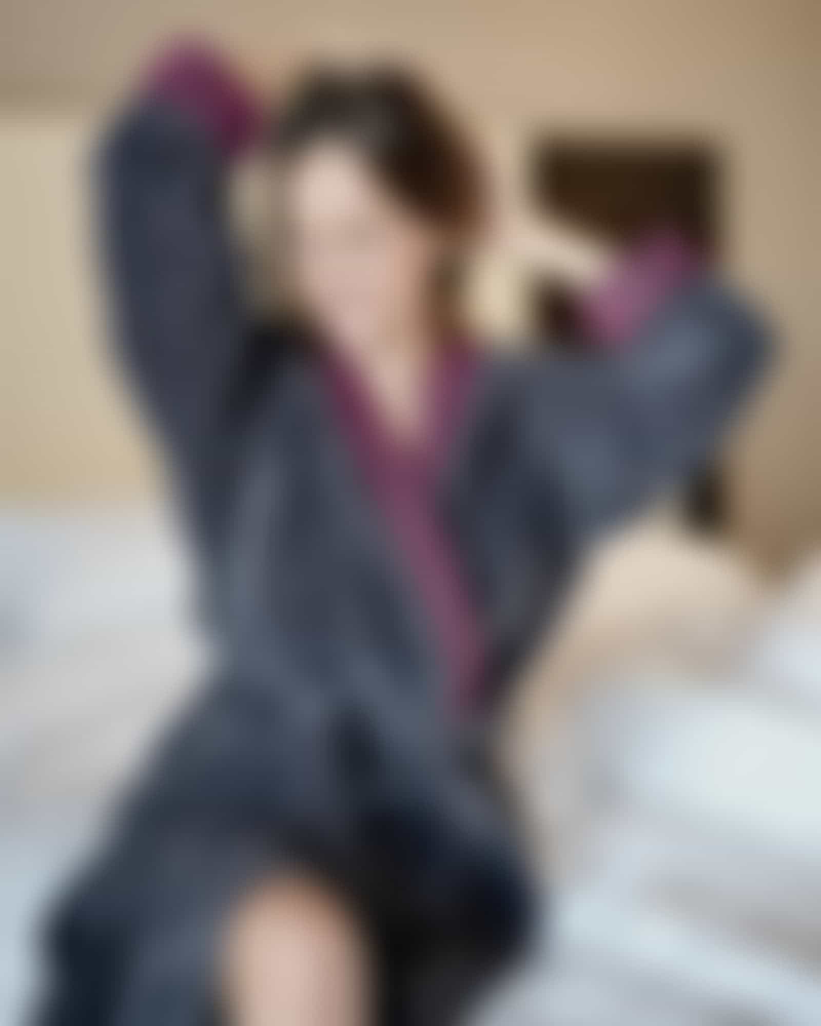 Vossen Bademäntel Damen Kapuze Balance Carmen - Farbe: graphit/elderberry - 0005