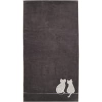 Cawö Handtücher CUTE CATS EDITION You &amp; Me 6263 - Farbe: basalt/platin - 77 - Handtuch 50x100 cm