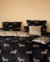elegante Bettwäsche WE LOVE DOGS Dogs 24540 - Farbe: Schwarz-Beige - 9