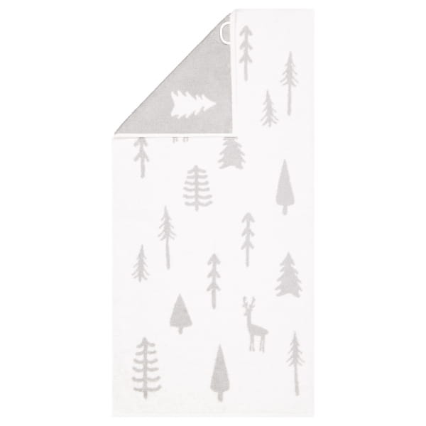 Cawö Handtücher WINTER EDITION Tannen 6273 - Farbe: weiß/platin - 67 - Handtuch 50x100 cm