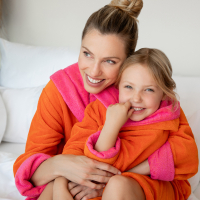 Vossen Bademäntel Kinder Kapuze Bixie - Farbe: electric orange/prim rose - 0006