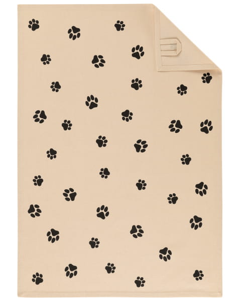 Cawö Home Geschirrtücher Cuisine WE LOVE DOGS Paws 6247 - Farbe: schwarz/beige - 93 - 50x70 cm