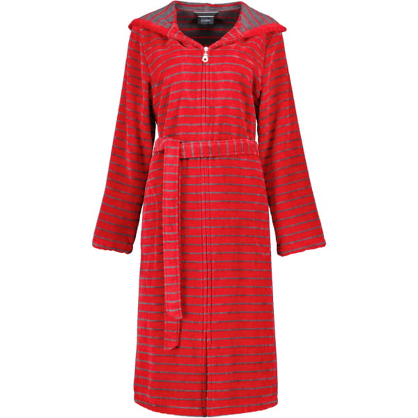 Cawö - Damen Bademantel Kapuze Reißverschluss Shades 1492 - Farbe: rot - 27 günstig online kaufen