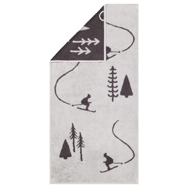 Cawö Handtücher WINTER EDITION Skifahrer 6272 - Farbe: platin/basalt - 70 - Handtuch 50x100 cm
