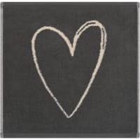 Cawö Seiftücher Heart Beats You &amp; Me 6285 - Farbe: natur/basalt - 37 - 30x30 cm