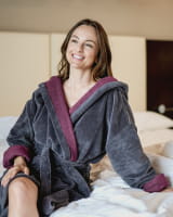 Vossen Bademäntel Damen Kapuze Balance Carmen - Farbe: graphit/elderberry - 0005