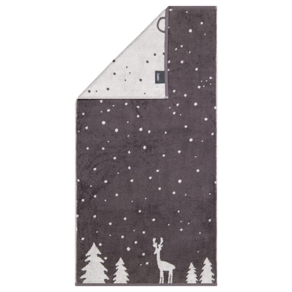 Cawö Handtücher WINTER EDITION Rudi im Schnee 6271 - Farbe: basalt/platin - 77 - Handtuch 50x100 cm