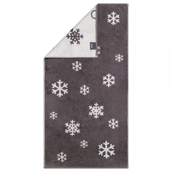 Cawö Handtücher WINTER EDITION Schneekristalle 6270 - Farbe: basalt/platin - 77