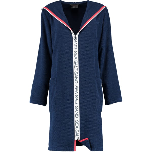 Cawö Damen Bademantel Sea Salt Sand 3101 Kapuze kurz RV - Farbe: navy - 133 - L