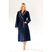 Cawö - Damen Bademantel Schalkragen Velours 2359 - Farbe: marine - 171 - XL
