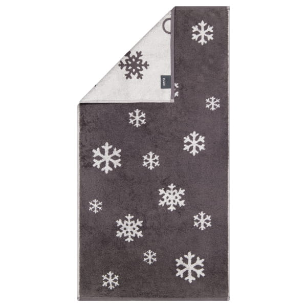 Cawö Handtücher WINTER EDITION Schneekristalle 6270 - Farbe: basalt/platin - 77 - Handtuch 50x100 cm