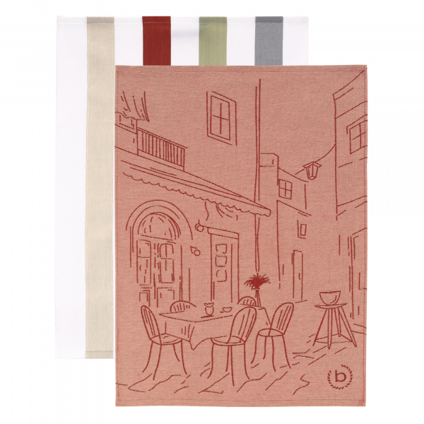 bugatti Geschirrtücher Caprese 2er Set - Farbe: red wood - 0002 - 50x70 cm