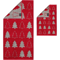 Cawö Christmas Edition Tannenbäume 958 - Farbe: bordeaux - 22 Duschtuch 80x150 cm