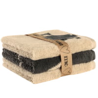 Cawö Seiftücher Heart Beats You & Me 6285 - Farbe: natur/basalt - 37 - 30x30 cm