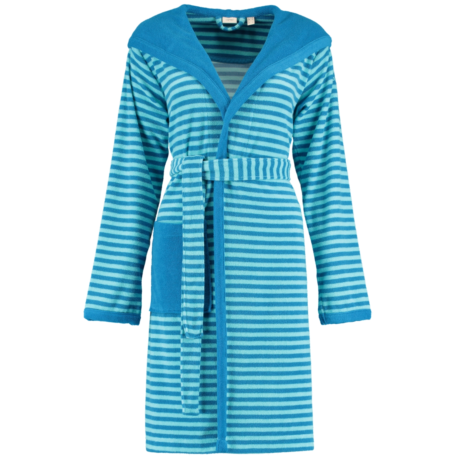 Esprit Damen Bademantel Striped Hoody Kapuze - Farbe: turquoise - 002 |  Damen | Bademantel