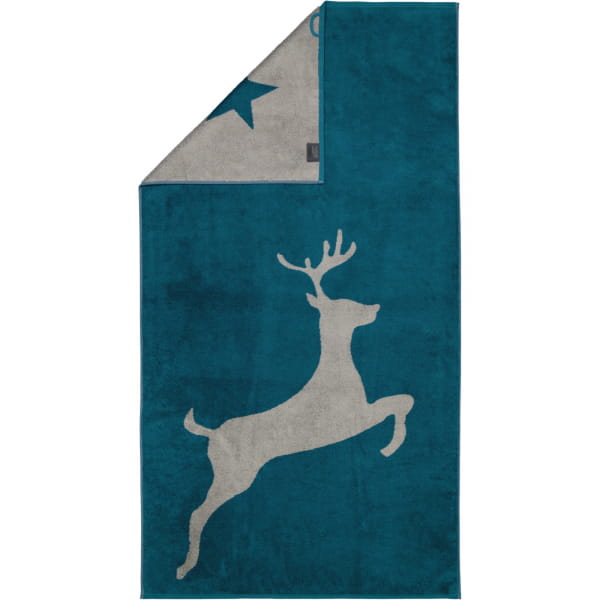 Cawö Christmas Edition Hirsch 929 - Farbe: smaragd - 44 - Duschtuch 80x150 cm