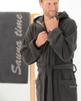 Cawö Home Bademäntel Herren Kapuze Sauna Time 833 - Farbe: basalt - 77