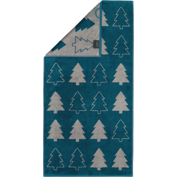 Cawö Christmas Edition Tannenbäume 958 - Farbe: smaragd - 44 - Handtuch 50x100 cm