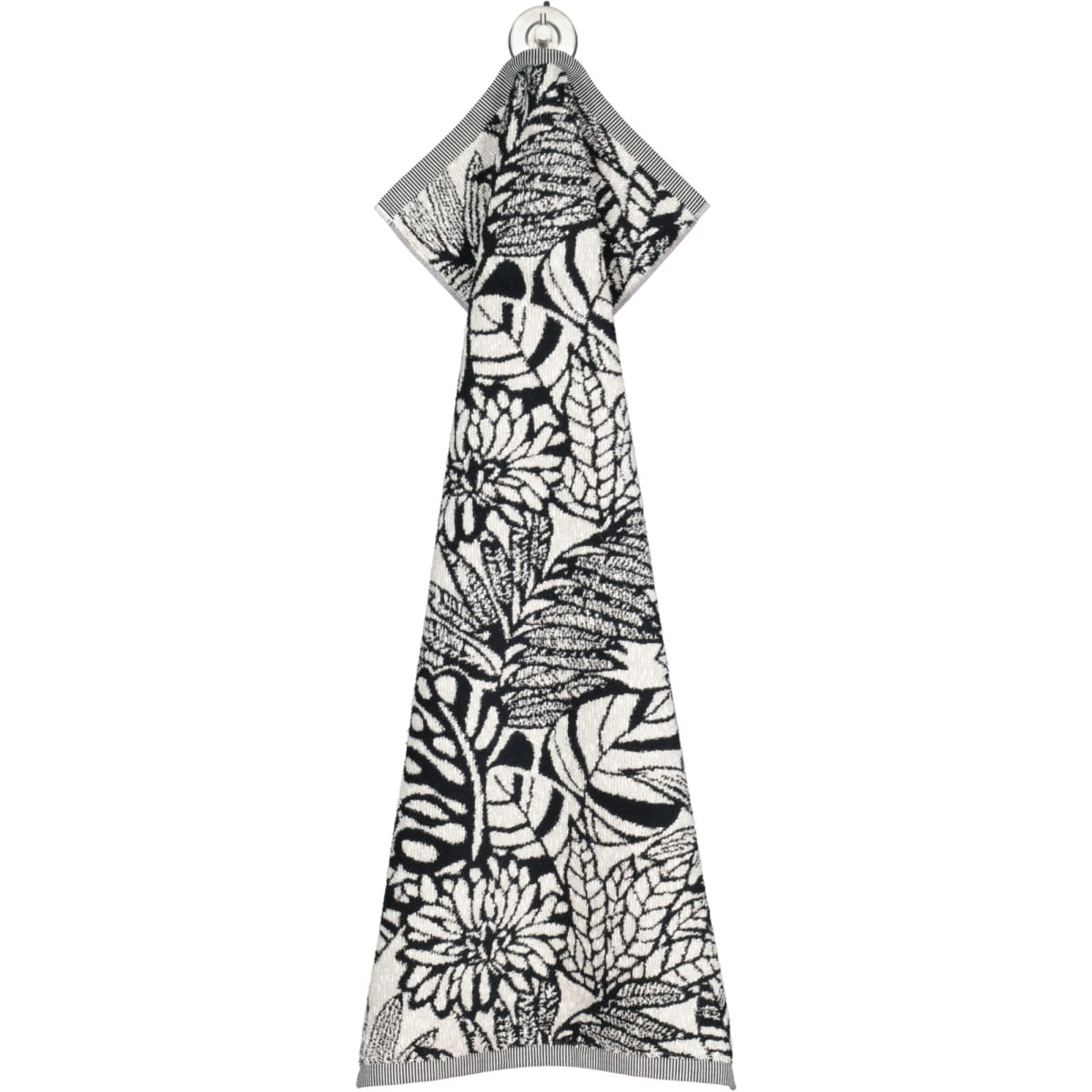 Möve Brooklyn Botanic Handdoek, 50 x 100 cm, van 85% katoen, 10% viscose, 5% linnen, Nature/Deep Sea