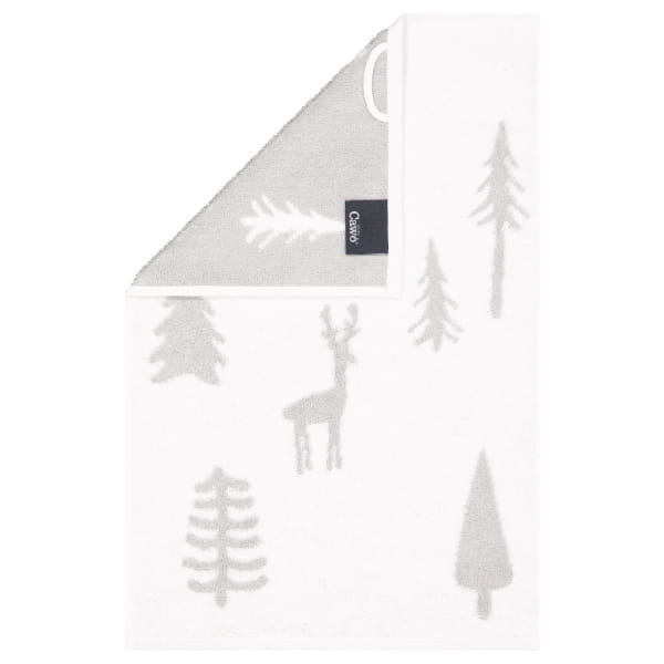 Cawö Handtücher WINTER EDITION Tannen 6273 - Farbe: weiß/platin - 67 - Gästetuch 30x50 cm