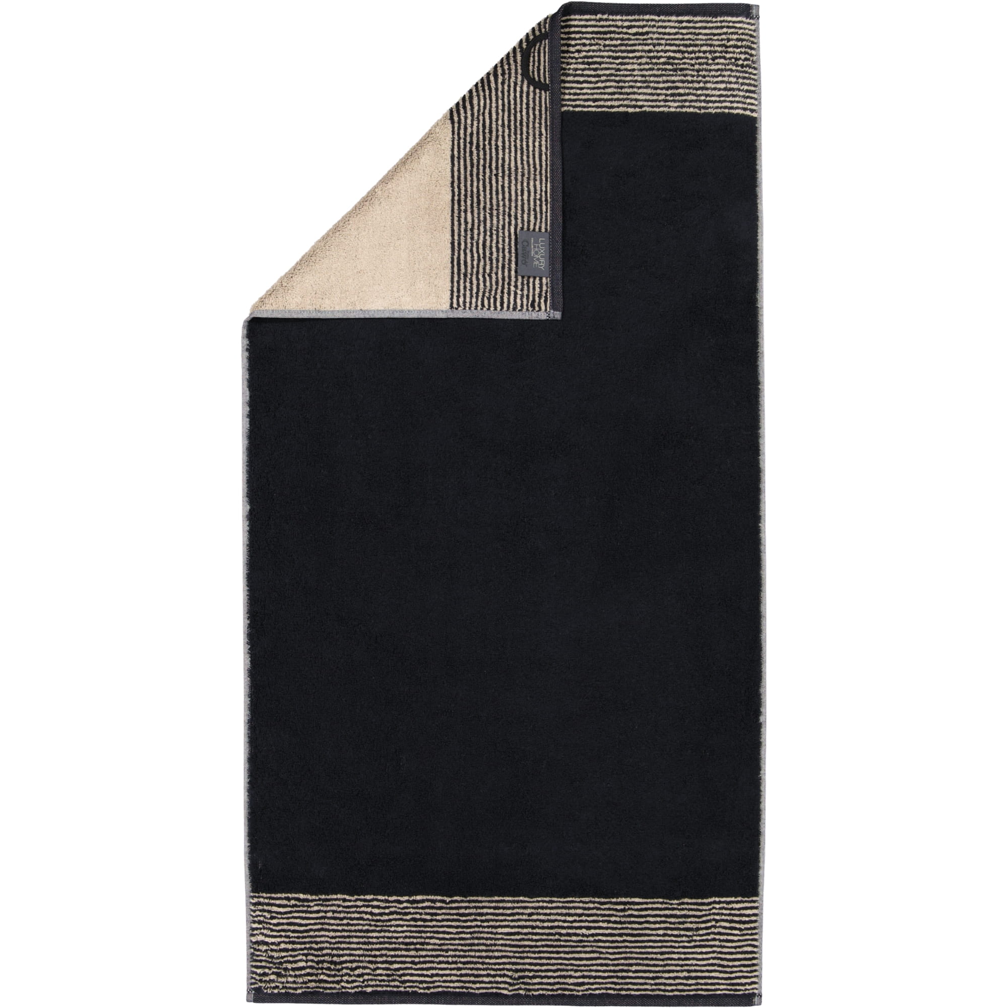 Cawö Luxury Home Handtuch Two-Tone Grafik 604 Schwarz - Premium Baumwolle Made In Germany