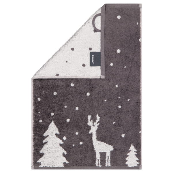 Cawö Handtücher WINTER EDITION Rudi im Schnee 6271 - Farbe: basalt/platin - 77 - Gästetuch 30x50 cm